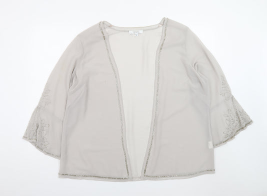 Nightingales Womens Beige Beaded Kimono Blouse UK 24 Plus Size