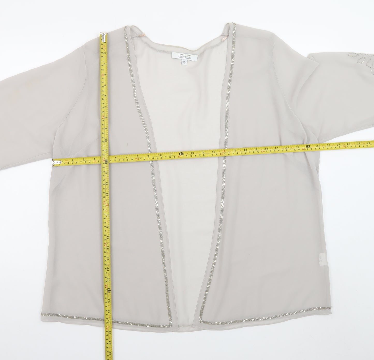 Nightingales Womens Beige Beaded Kimono Blouse UK 24 Plus Size