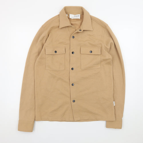 SELECTED HOMME Men's Beige Cotton Blend Casual Jacket Size S