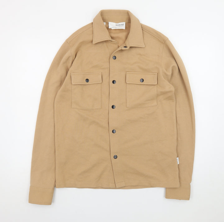 SELECTED HOMME Men's Beige Cotton Blend Casual Jacket Size S