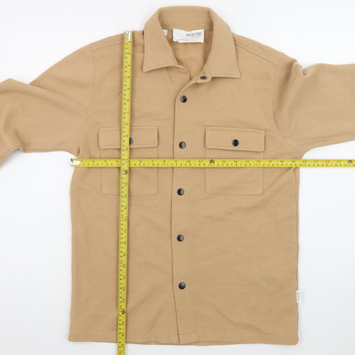 SELECTED HOMME Men's Beige Cotton Blend Casual Jacket Size S