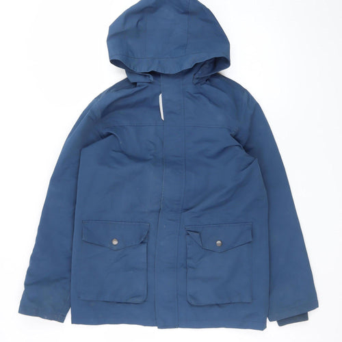 Name It Teens Blue Hooded Parka Jacket Size 164 Polyester Lined