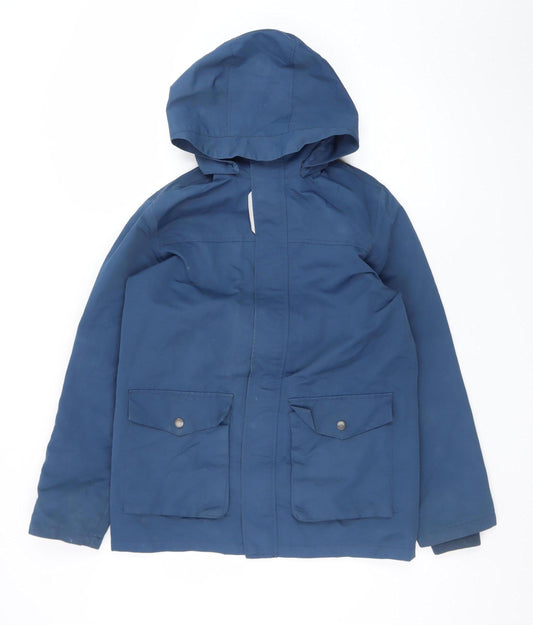 Name It Teens Blue Hooded Parka Jacket Size 164 Polyester Lined