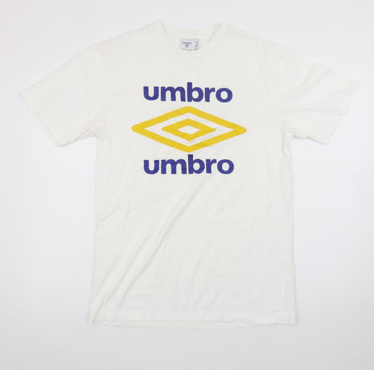 Umbro Men's White Short Sleeve Sports Logo T-Shirt Size M