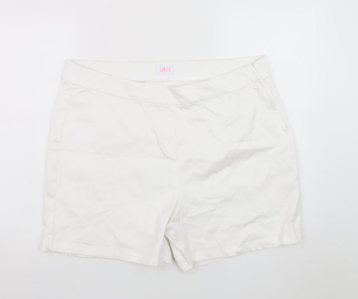Savida Women White Chino Shorts Size 18 Cotton Blend