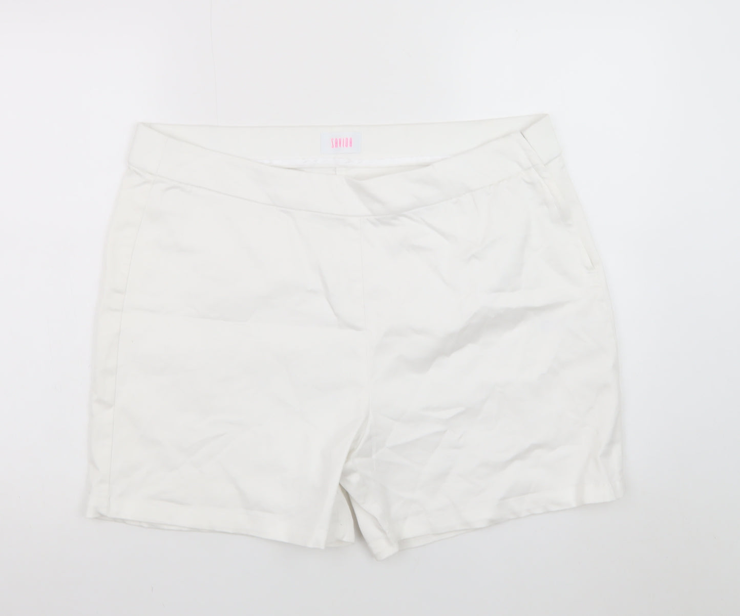 Savida Women White Chino Shorts Size 18 Cotton Blend