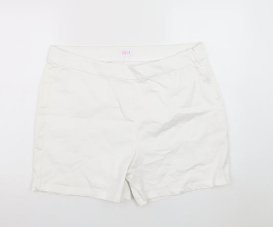 Savida Women White Chino Shorts Size 18 Cotton Blend