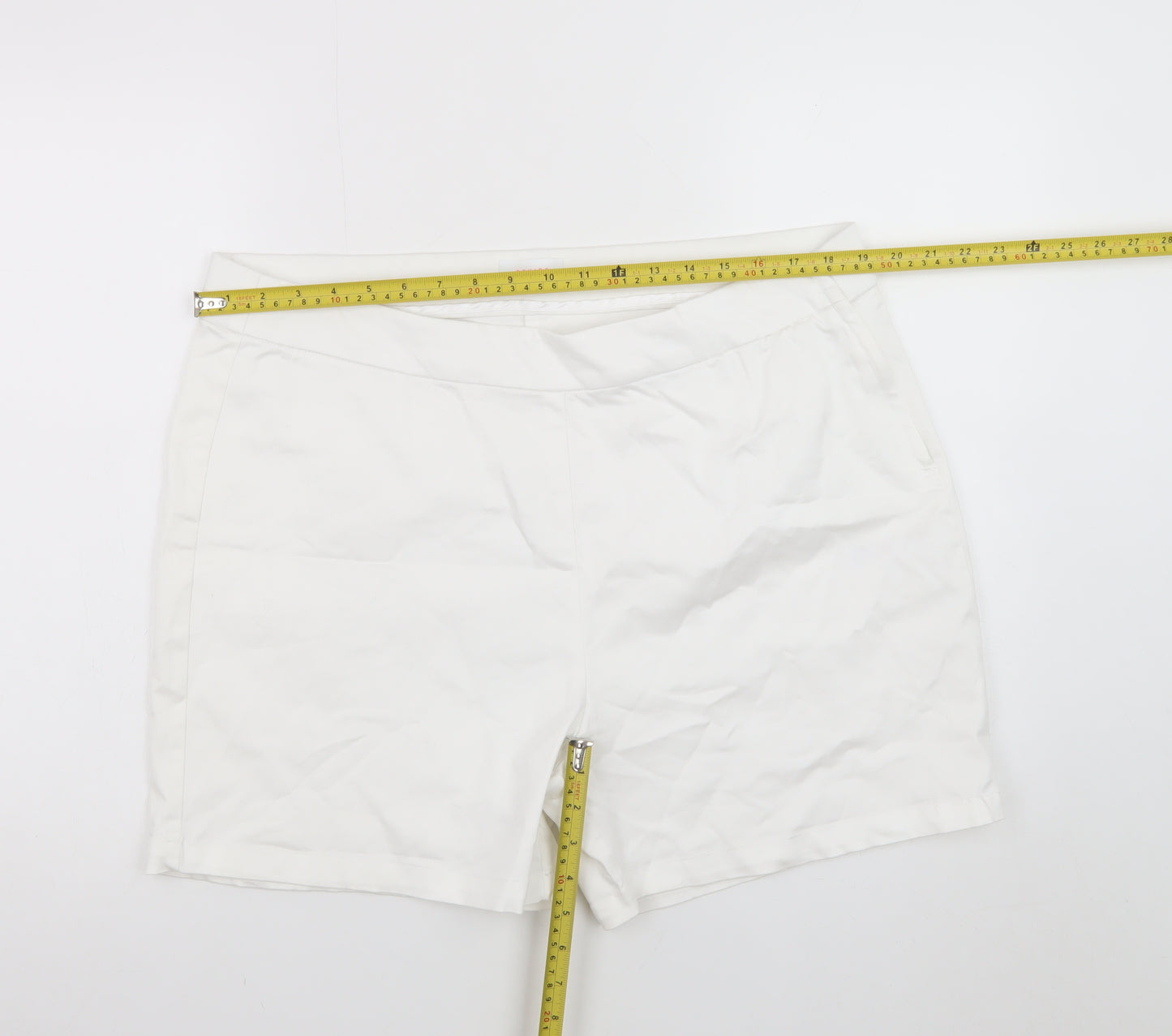 Savida Women White Chino Shorts Size 18 Cotton Blend