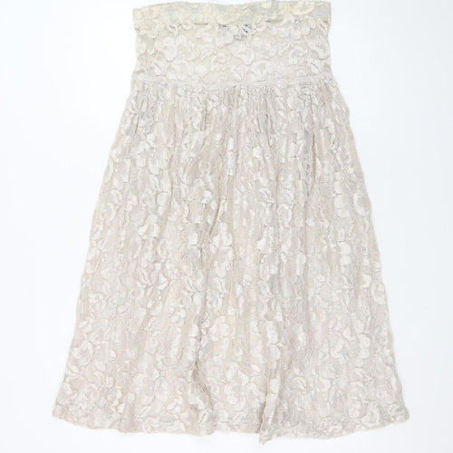 Switch USA Women's Ivory Lace A-Line Knee Length Skirt S