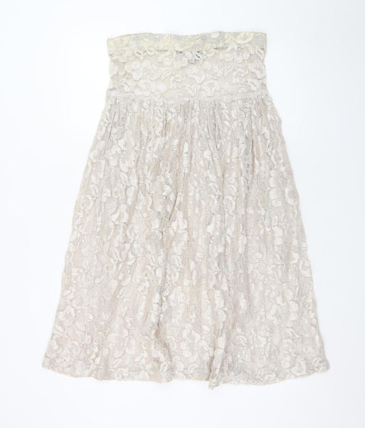 Switch USA Women's Ivory Lace A-Line Knee Length Skirt S