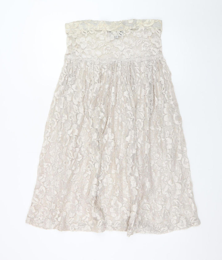 Switch USA Women's Ivory Lace A-Line Knee Length Skirt S