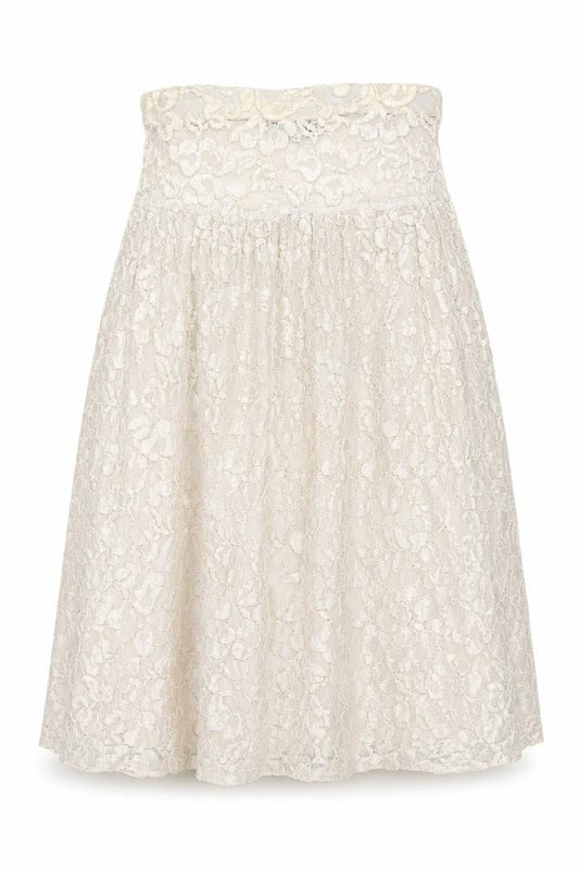 Front view of Switch USA Women's Ivory Lace A-Line Knee Length Skirt S
