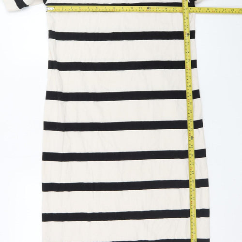 H&M Women’s Black White Striped Midi T-Shirt Dress L