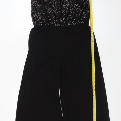 Oasis Women's Black Sequin Halter Wide Leg Jumpsuit Size S