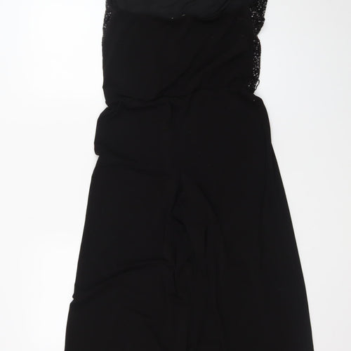 Oasis Women's Black Sequin Halter Wide Leg Jumpsuit Size S