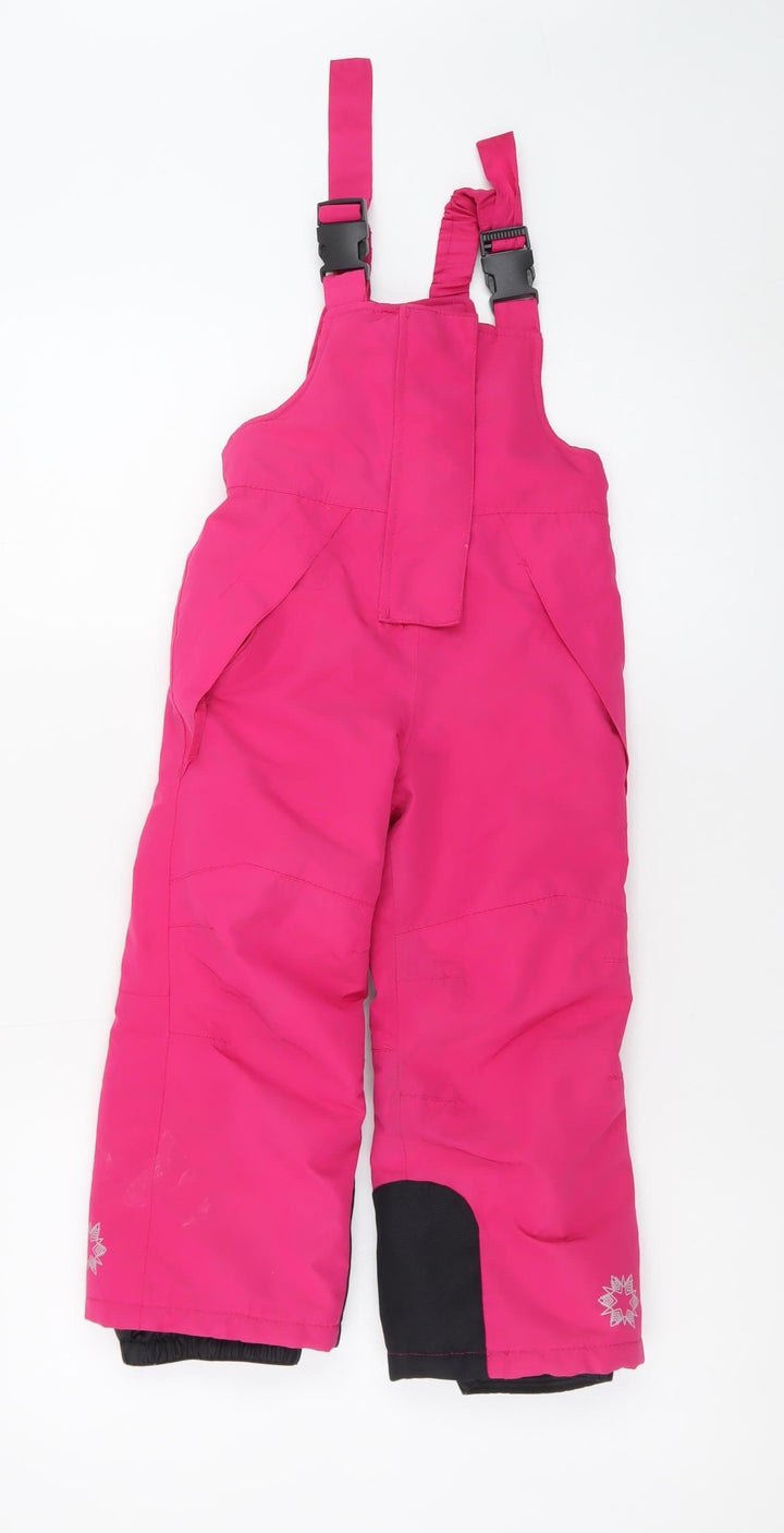 Civil Pro Girls Pink Ski Salopettes Waterproof Winter Snow Trousers 2-4 Years