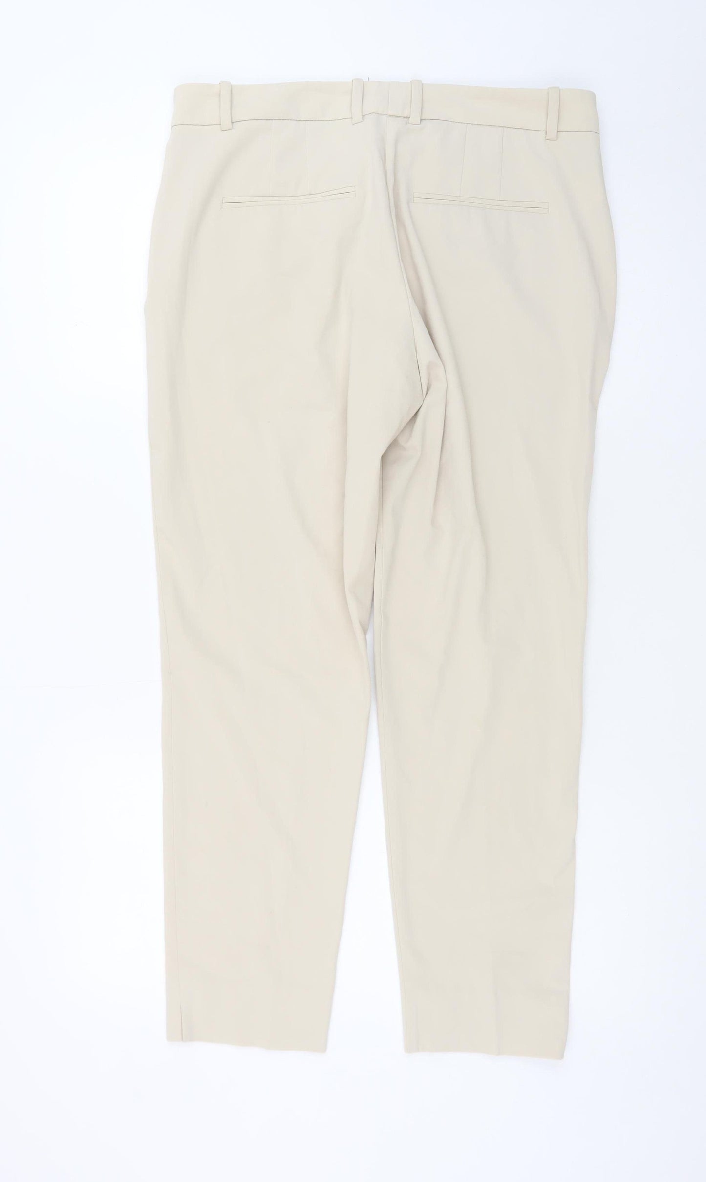 Mango Women Beige Chino Slim Trousers Size 12 Straight Fit