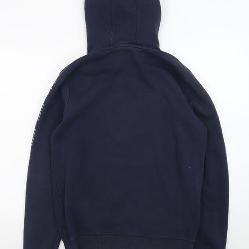 Status Men's Blue Pullover Hoodie L Fleece Graphic Logo Hooded Top