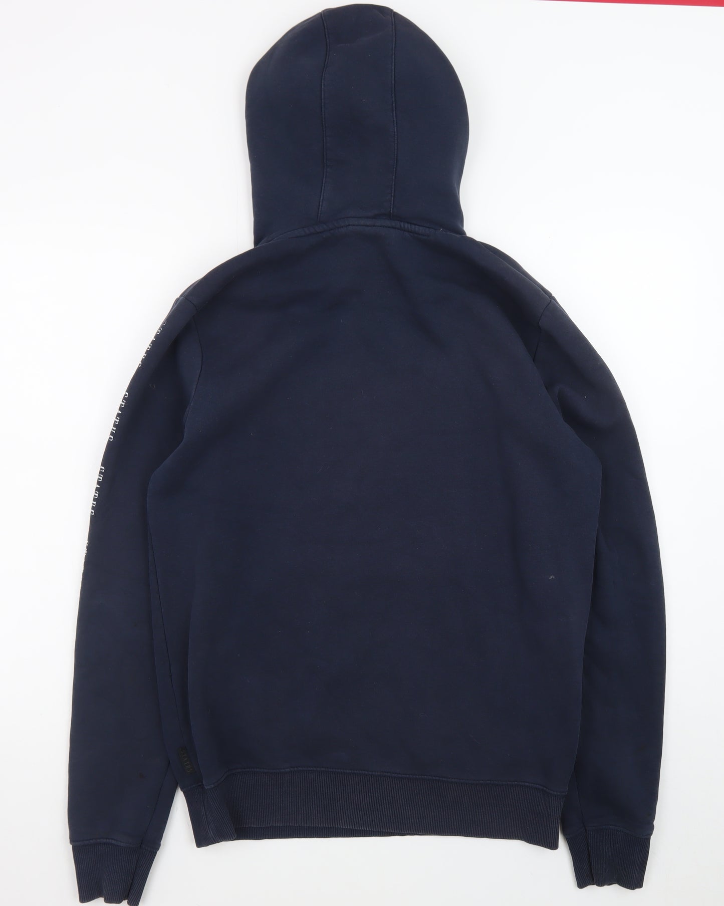 Status Men's Blue Pullover Hoodie L Fleece Graphic Logo Hooded Top