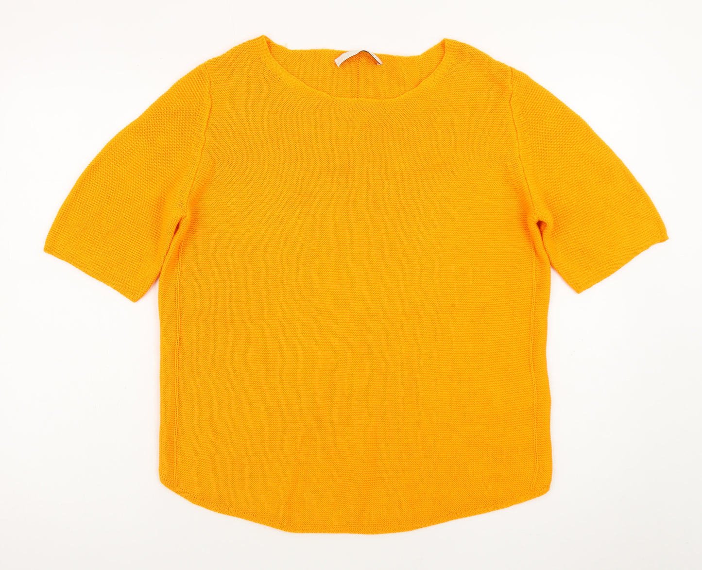 Oui Women's Orange Cotton Knit Short Sleeve Jumper Size 10