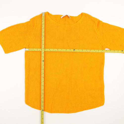 Oui Women's Orange Cotton Knit Short Sleeve Jumper Size 10