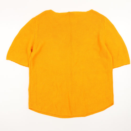 Oui Women's Orange Cotton Knit Short Sleeve Jumper Size 10