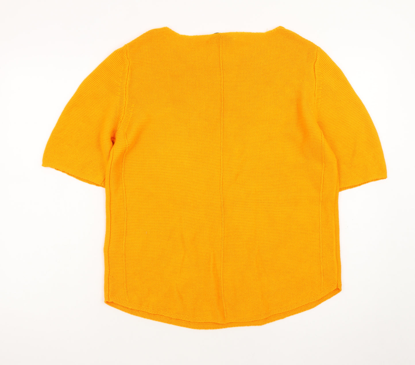 Oui Women's Orange Cotton Knit Short Sleeve Jumper Size 10