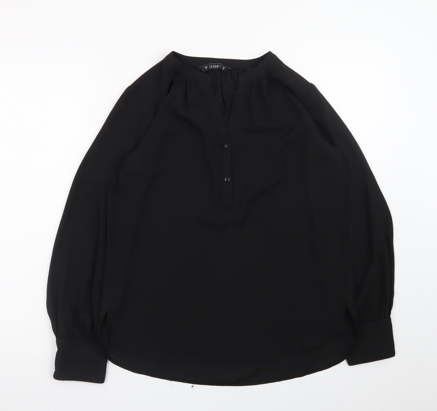 Dunnes Women’s Black Long Sleeve V-Neck Chiffon Blouse Size 8