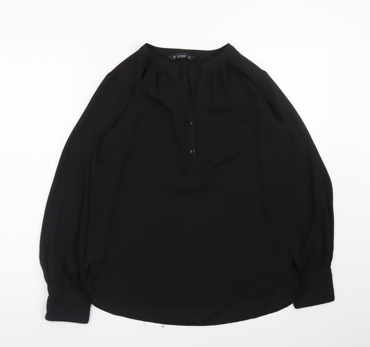 Dunnes Women’s Black Long Sleeve V-Neck Chiffon Blouse Size 8