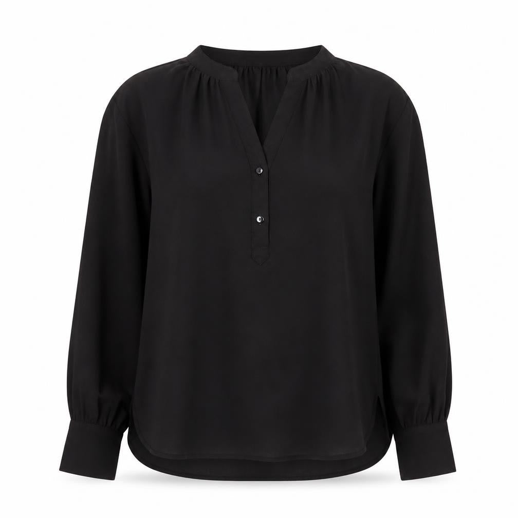 Dunnes Women’s Black Long Sleeve V-Neck Chiffon Blouse Size 8