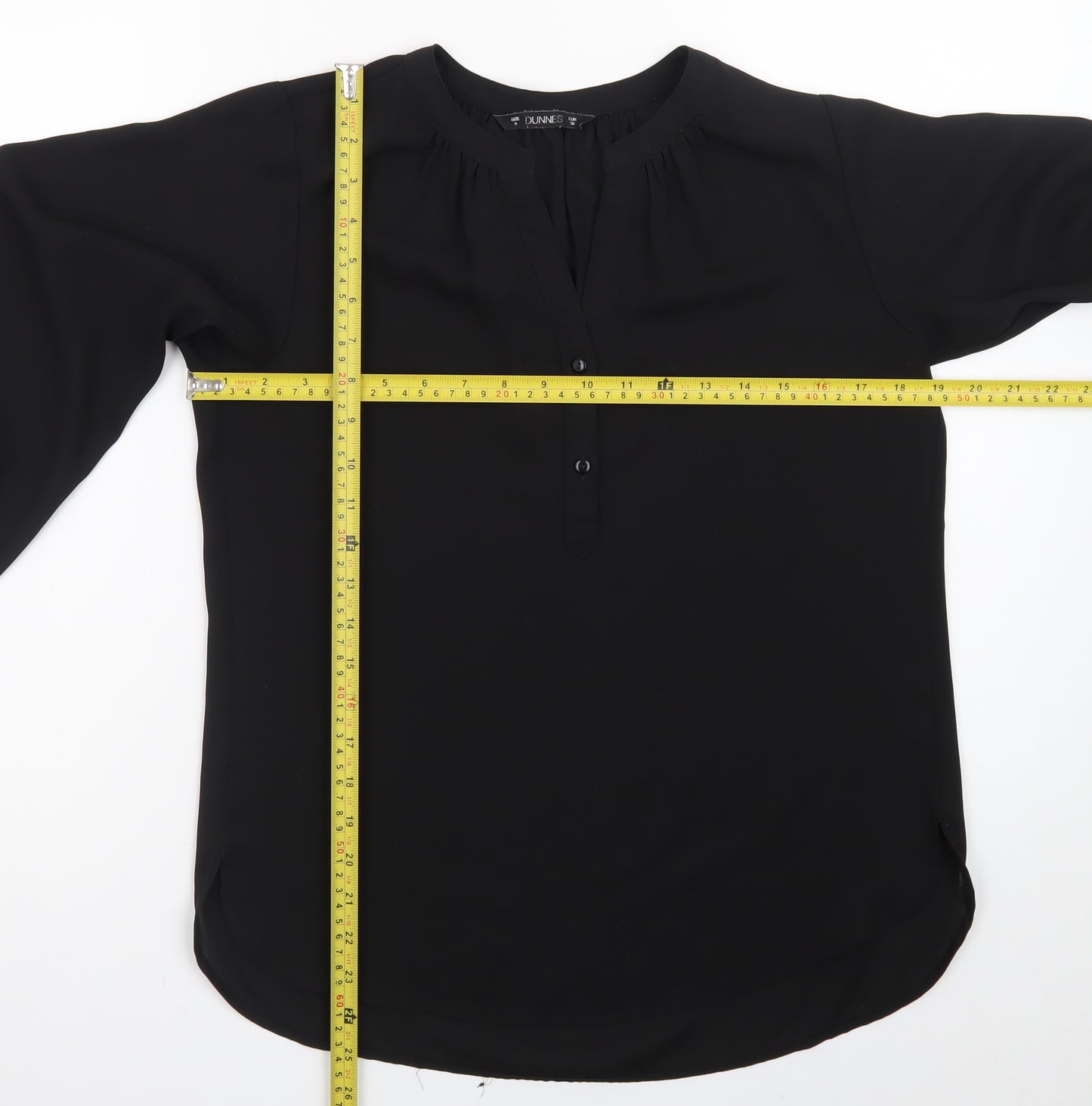 Dunnes Women’s Black Long Sleeve V-Neck Chiffon Blouse Size 8