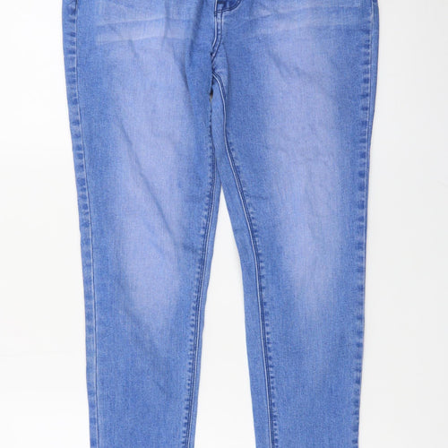 Denim Co Women Blue Size 14 Skinny Jeans Frayed Hem