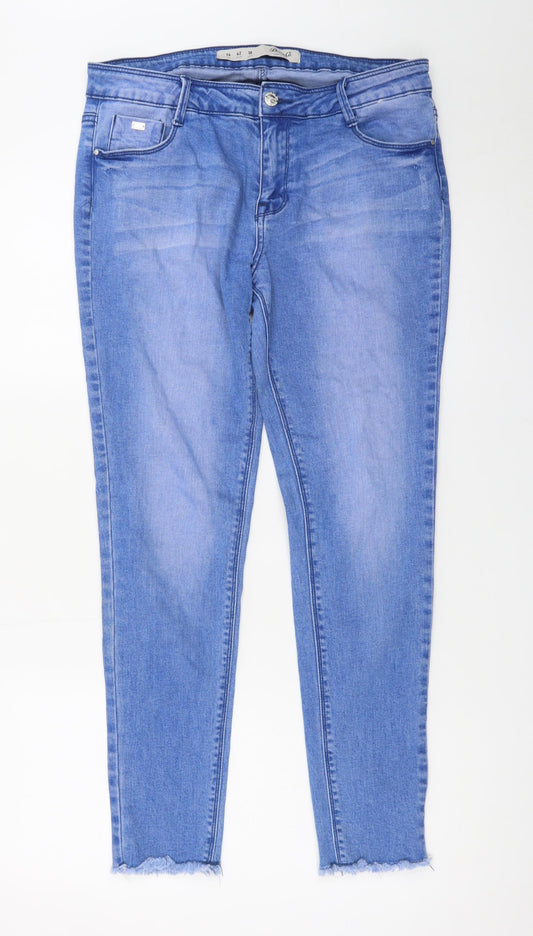 Denim Co Women Blue Size 14 Skinny Jeans Frayed Hem