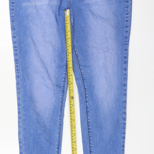 Denim Co Women Blue Size 14 Skinny Jeans Frayed Hem