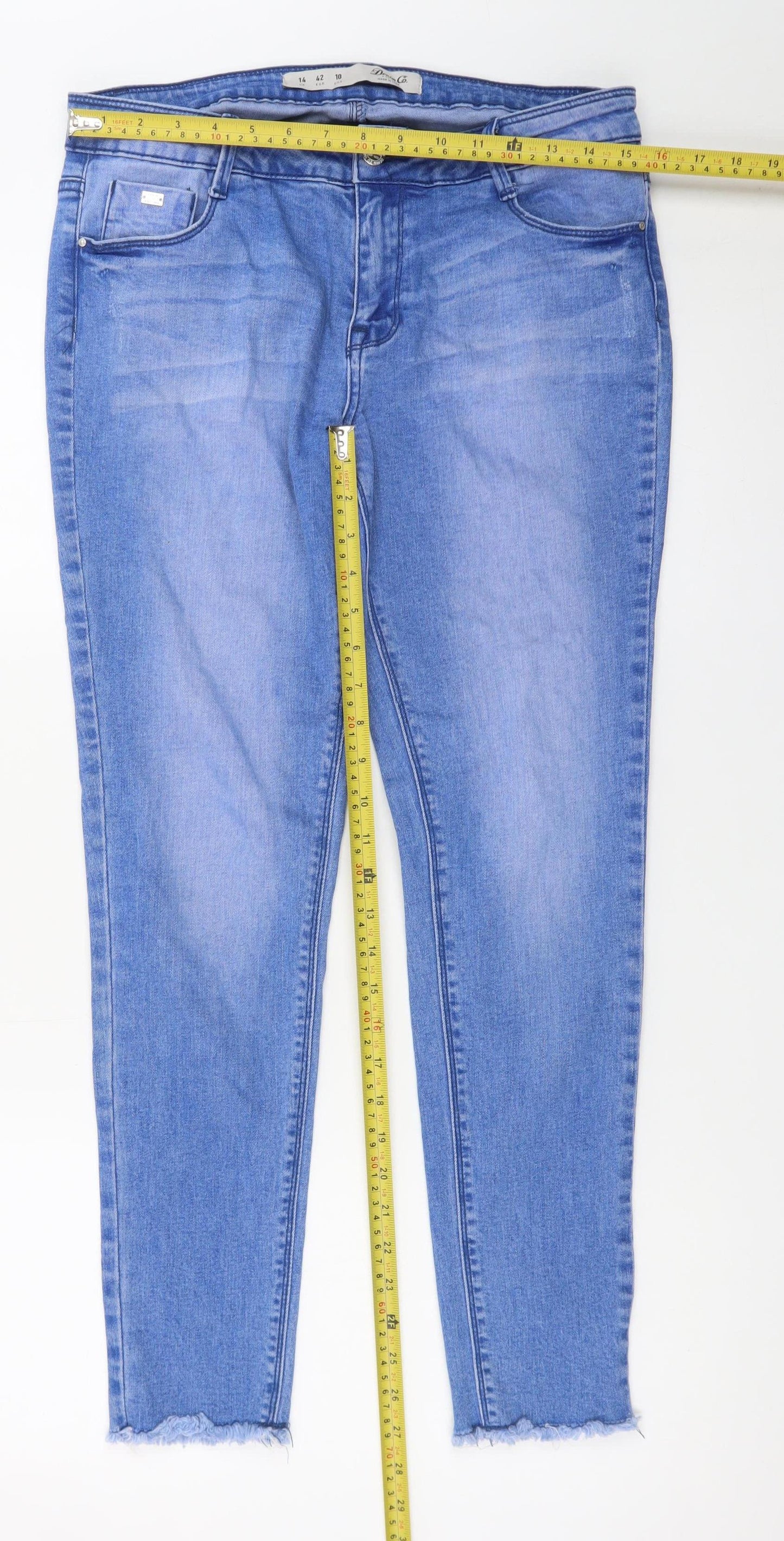 Denim Co Women Blue Size 14 Skinny Jeans Frayed Hem