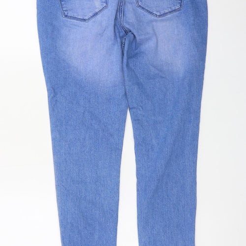 Denim Co Women Blue Size 14 Skinny Jeans Frayed Hem