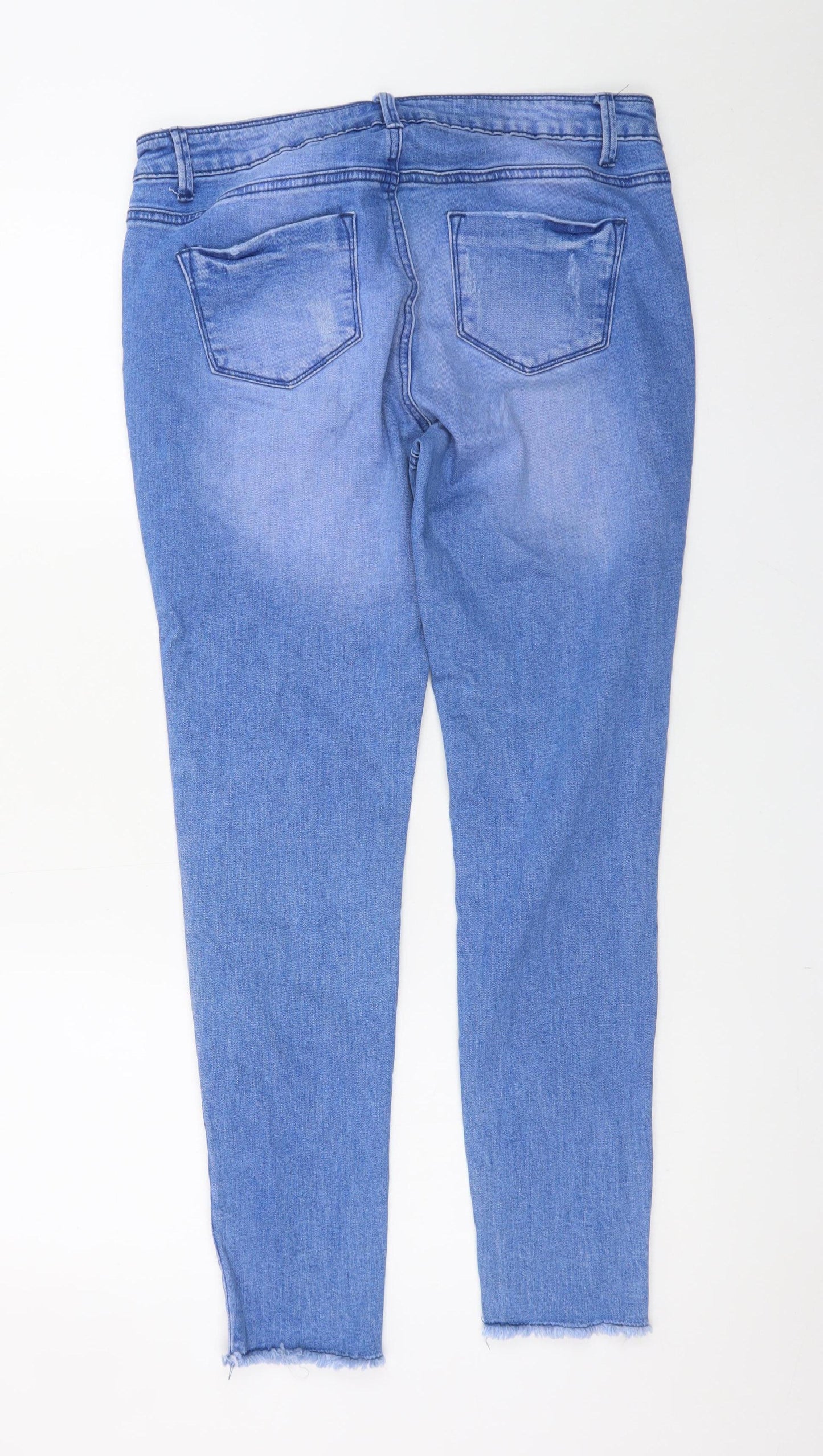 Denim Co Women Blue Size 14 Skinny Jeans Frayed Hem