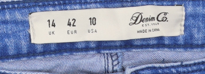 Denim Co Women Blue Size 14 Skinny Jeans Frayed Hem