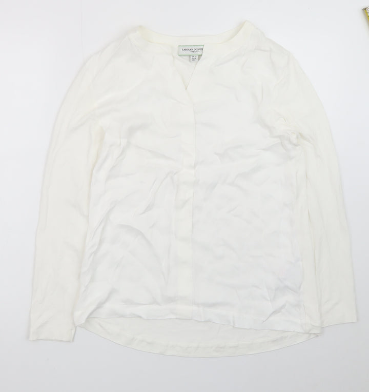 Carolyn Donnelly Women’s White Viscose Long Sleeve Blouse UK 10