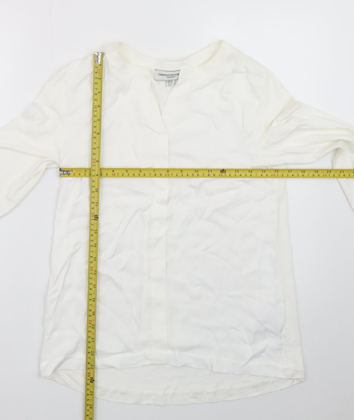Carolyn Donnelly Women’s White Viscose Long Sleeve Blouse UK 10