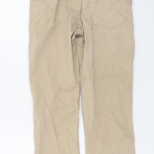 CRZ Men Beige Chino Trousers Size 38 Cotton Blend Straight Fit