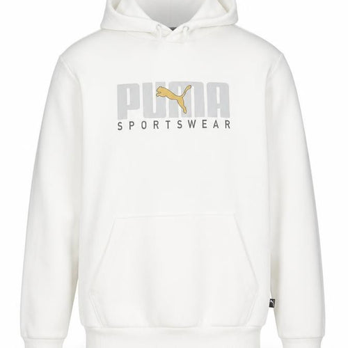 Puma Men’s White Pullover Hoodie S Logo Fleece Sportswear