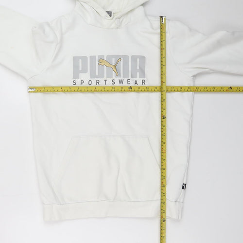 Puma Men’s White Pullover Hoodie S Logo Fleece Sportswear