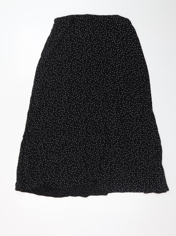New Look Women’s Black Polka Dot A-Line Midi Skirt Size 10