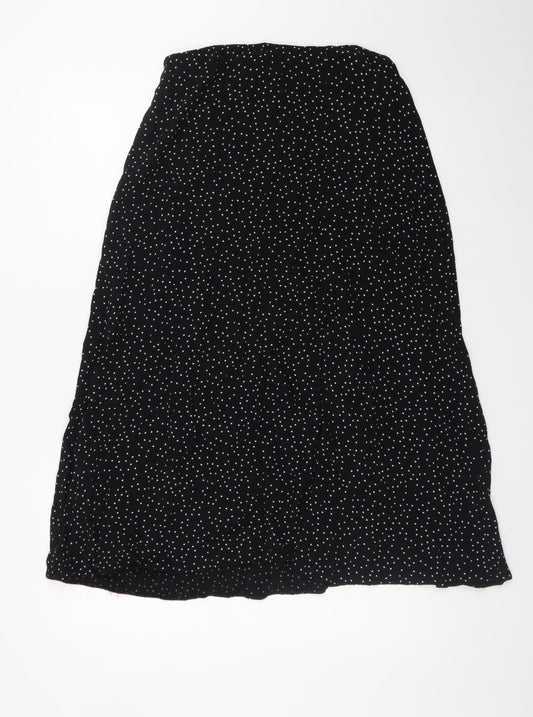 New Look Women’s Black Polka Dot A-Line Midi Skirt Size 10