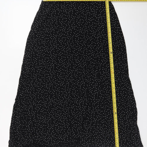 New Look Women’s Black Polka Dot A-Line Midi Skirt Size 10
