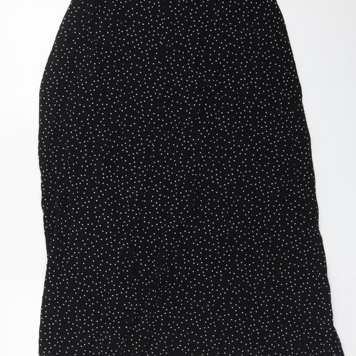 New Look Women’s Black Polka Dot A-Line Midi Skirt Size 10