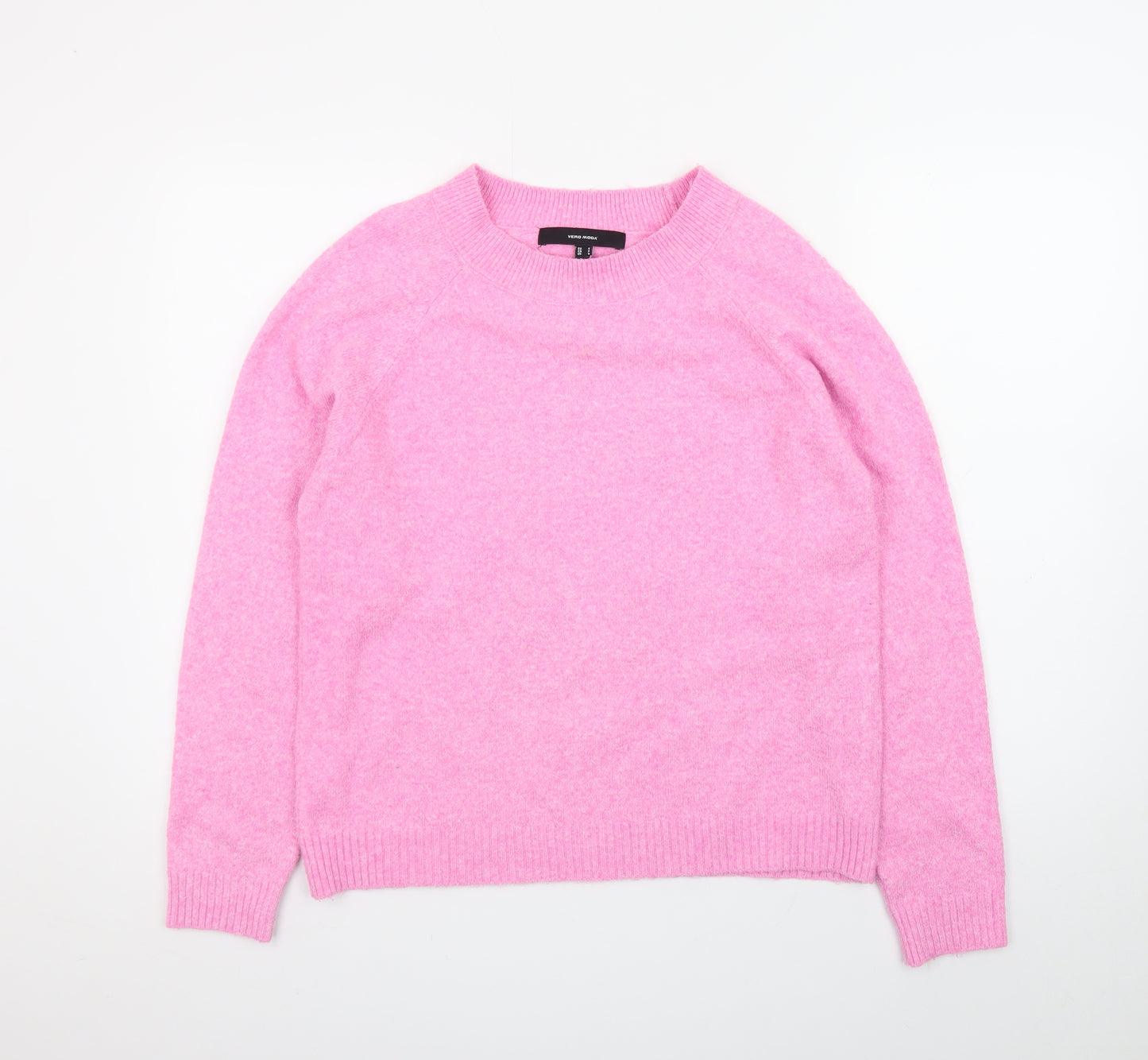 Vero Moda Women Pink Crew Neck Long Sleeve Pullover Jumper Size S
