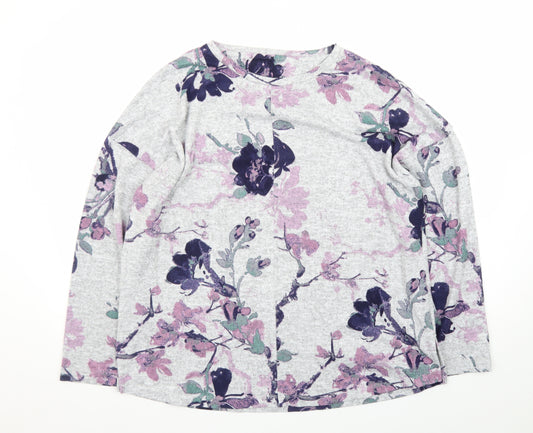 Dunnes Stores Women Grey Floral Long Sleeve Pyjama Top Size 16