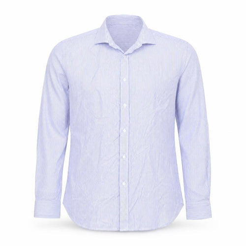Moss 1851 Men's Blue Slim Fit Long Sleeve Striped Dress Shirt 16in